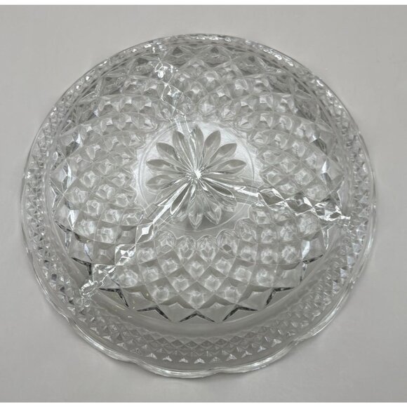 Anchor Hocking Wexford Dish Divided Relish Dip Serving Plate Clear Glass Vintage - Picture 2 of 7
